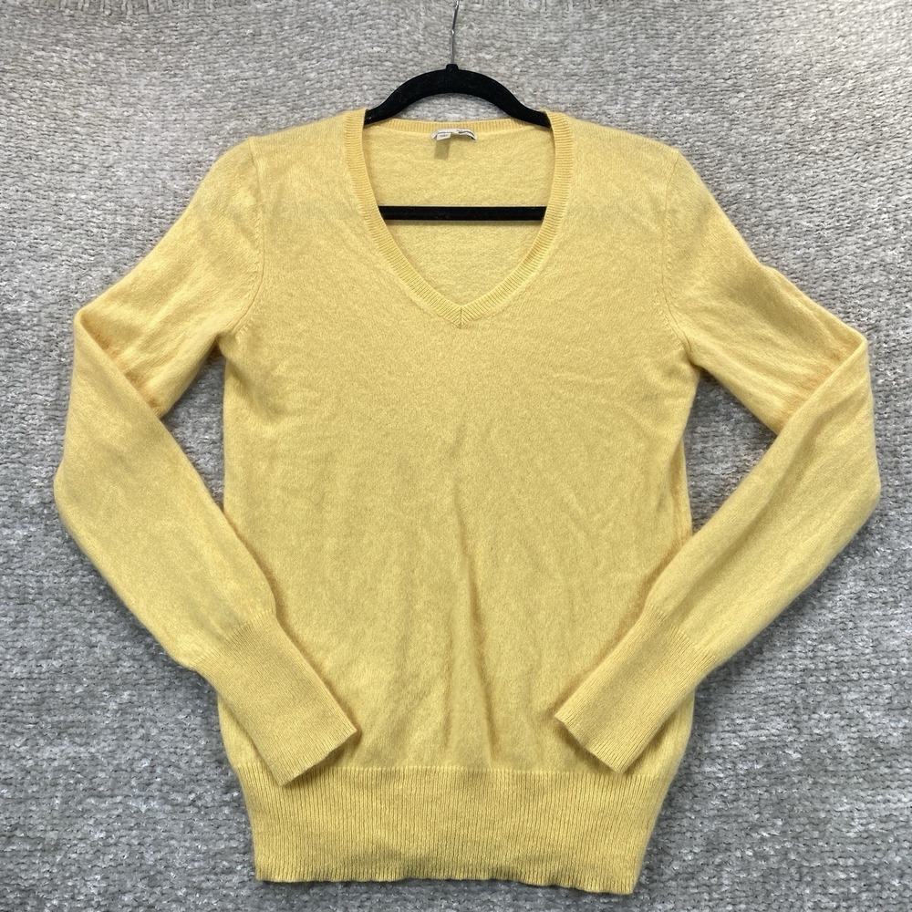 Halogen Womens Yellow 100% Cashmere 2-Ply V-Neck Sweater‎ Size Large L